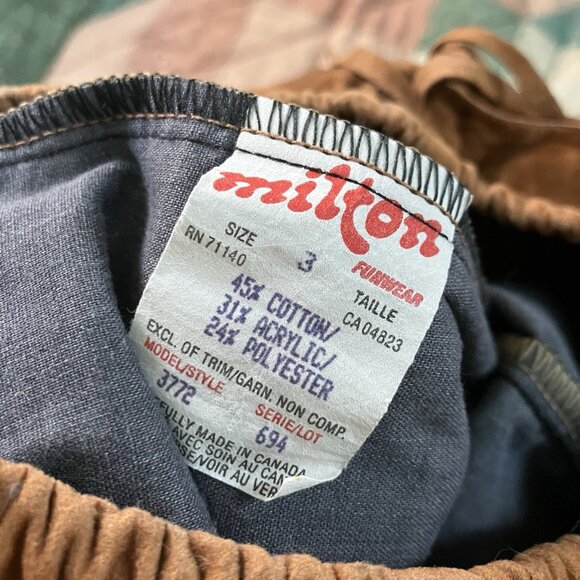 Vintage Milton Faux Suede Cowboy Fringe Pants Boys Halloween Baby Costume Brown - Picture 3 of 7